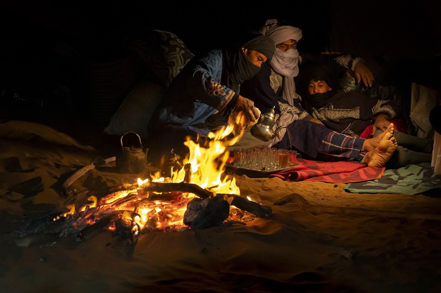 Starry night sky over the Sahara Desert near M'Hamid Morocco