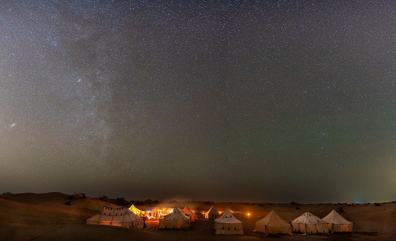 Starry night sky over Sahara Desert near M'Hamid Morocco