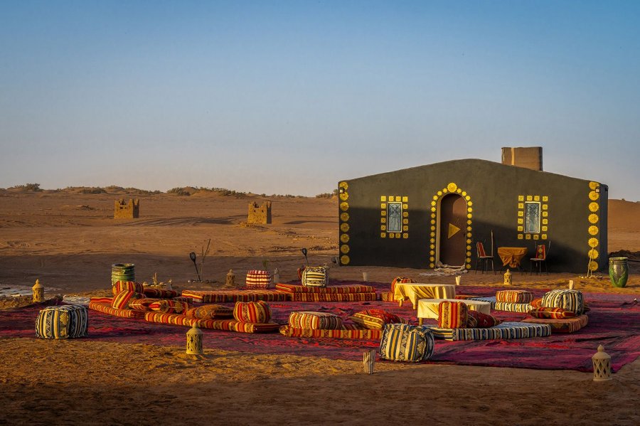 Traditional nomad tents at Sahara Desert Camp in M'Hamid