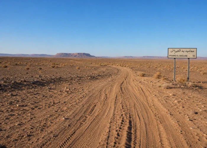 4x4 desert track south of M'Hamid El Ghizlane Sahara Morocco