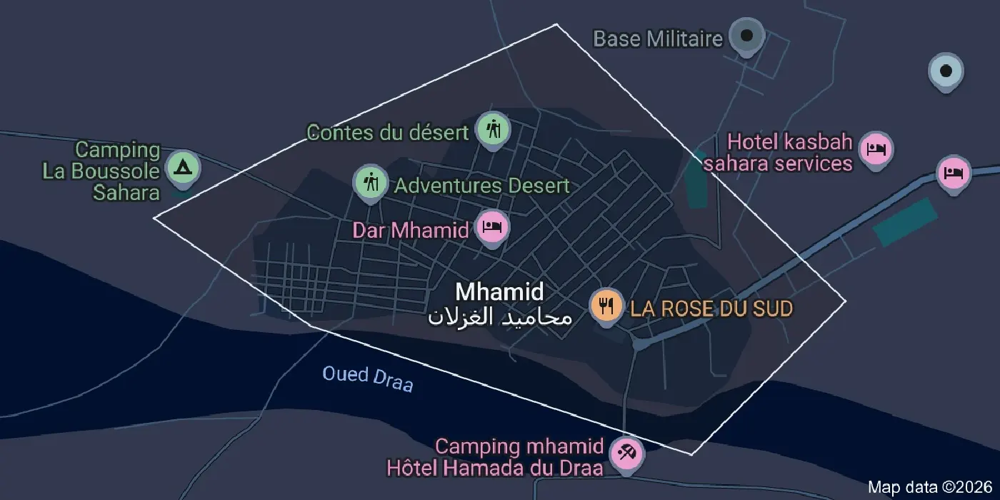 Map location of M'Hamid El Ghizlane in Zagora region Morocco