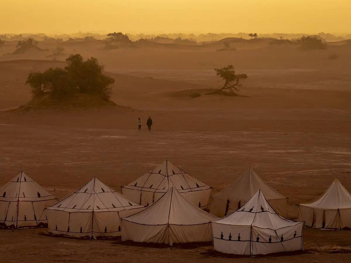 Nomadic tent accommodation during Sahara desert trek