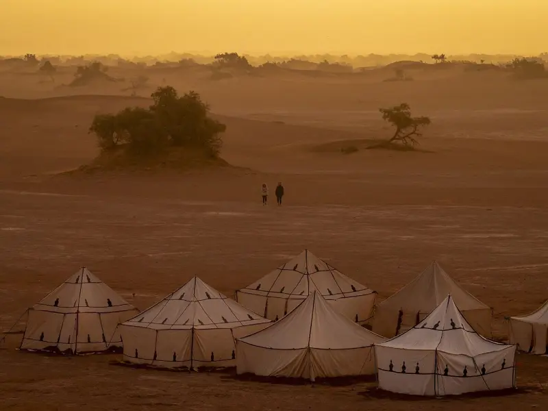 Traditional nomadic tent at Taragalte desert camp in M'Hamid Morocco